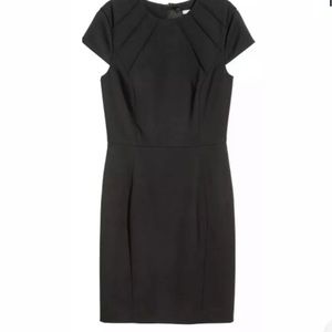 H&M black fitted sheath dress with cap sleeves